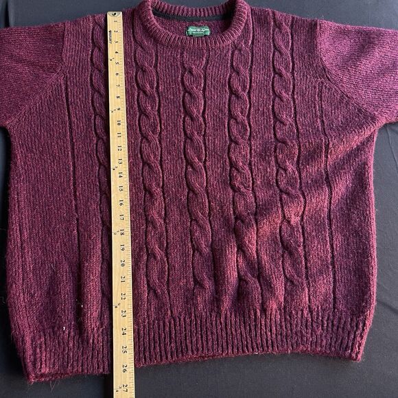 David Taylor Cable Knit Sweater Mens Extra Large Maroon Grandpa Winter Holiday - Picture 8 of 9